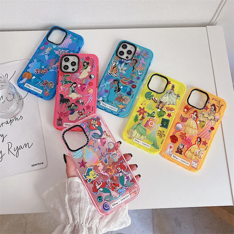 

Disney Princess Mobile Phone Shockproof Cover for IPhone 14 13 12 11Pro X XR TPU Soft Shell Protective Covers