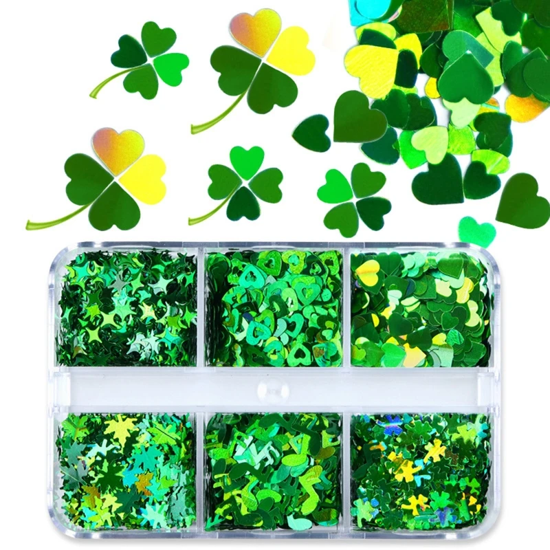 

69HB Glittering Nail Art Slices 6 Styles for Clothing Wearable Ornament Diy Beginner