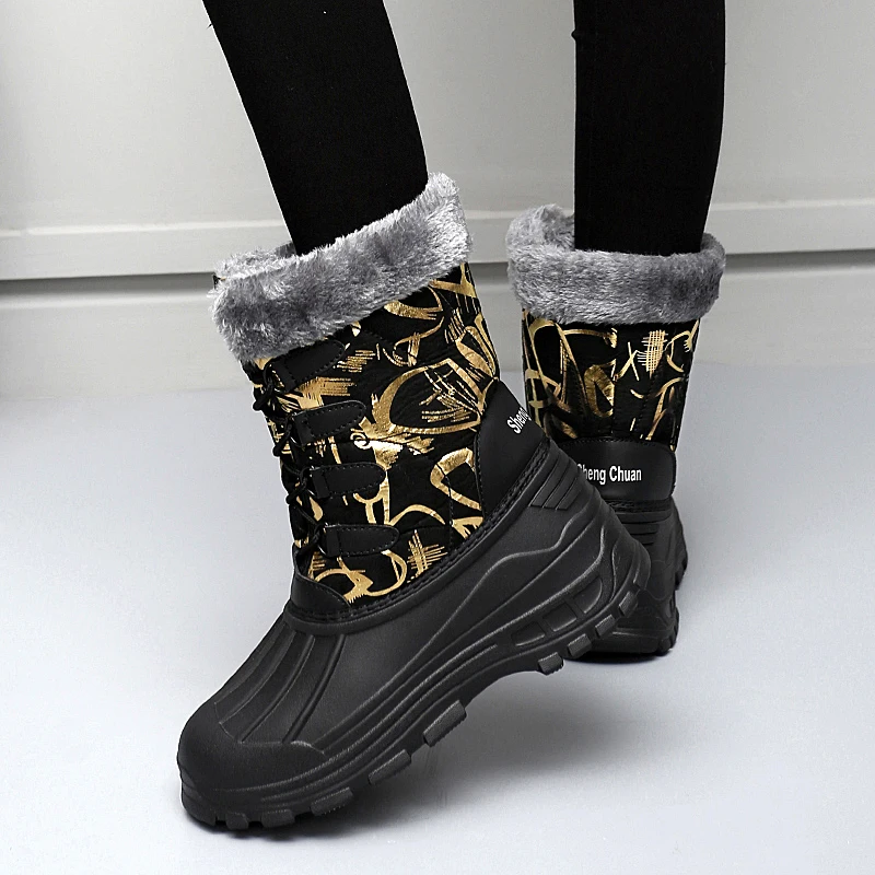 Women Snow Boots Thick Plush Waterproof Non-slip Boots Fashion Woman Winter Shoes Warm Fur Botas mujer