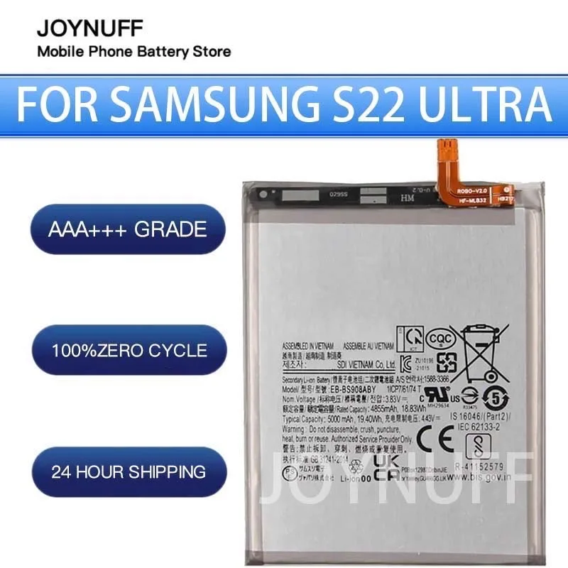

New Battery High Quality 0 Cycles Compatible EB-BS908ABY For Samsung GALAXY S22ultra S22 ULTRA Replacement SM-S9080 rechargeable