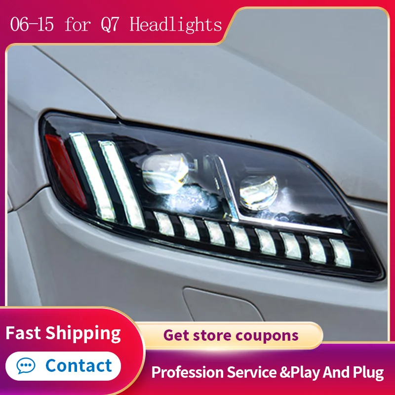 

Headlights for AUDI Q7 2006-2015 Headlight Upgrade Q8 Style LED DRL 2 Low LES 4 High Dynamic Turning Animation Start Head Lamp