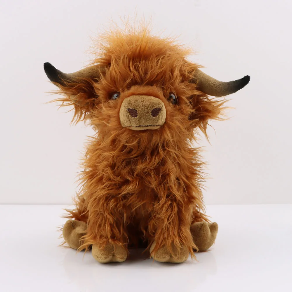 

25CM Highland Cow Plush Toy Cute Simulation Plush Animal Bull Doll Soft Filling Wild Cow Toy Cute Plush Toy Gift for Children