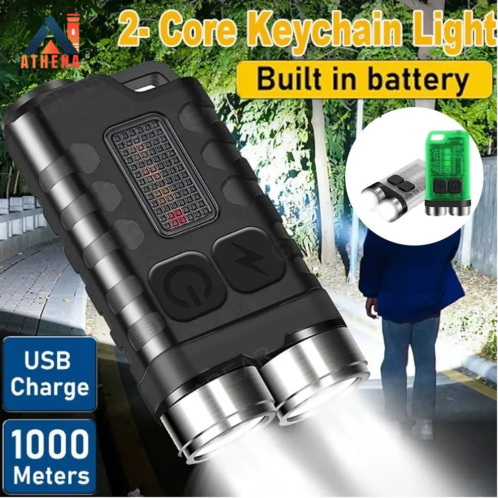 

100000LM V3 LED Keychain Portable Flashlight XPG Work Light Type-C Rechargeable Mini Torch with Magnet UV Camping Pocket Lantern