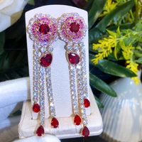 jimbora original design shiny cz long pendant earrings for women wedding bridal jewelry trendy noble high quality 2022