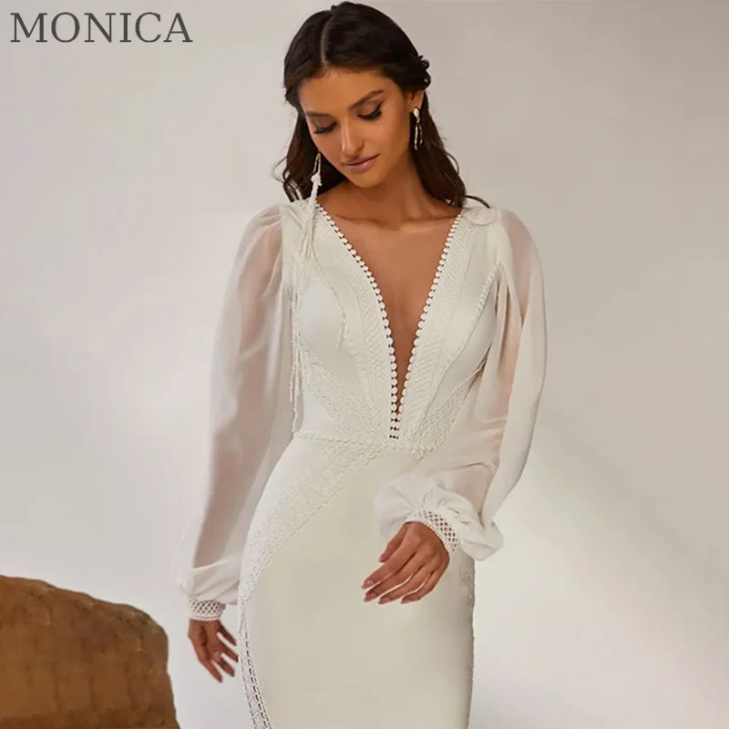 

Изысканное свадебное платье для женщин без рукавов с V-образным вырезом и открытой спиной, с аппликацией, длиной до пола, свадебное платье