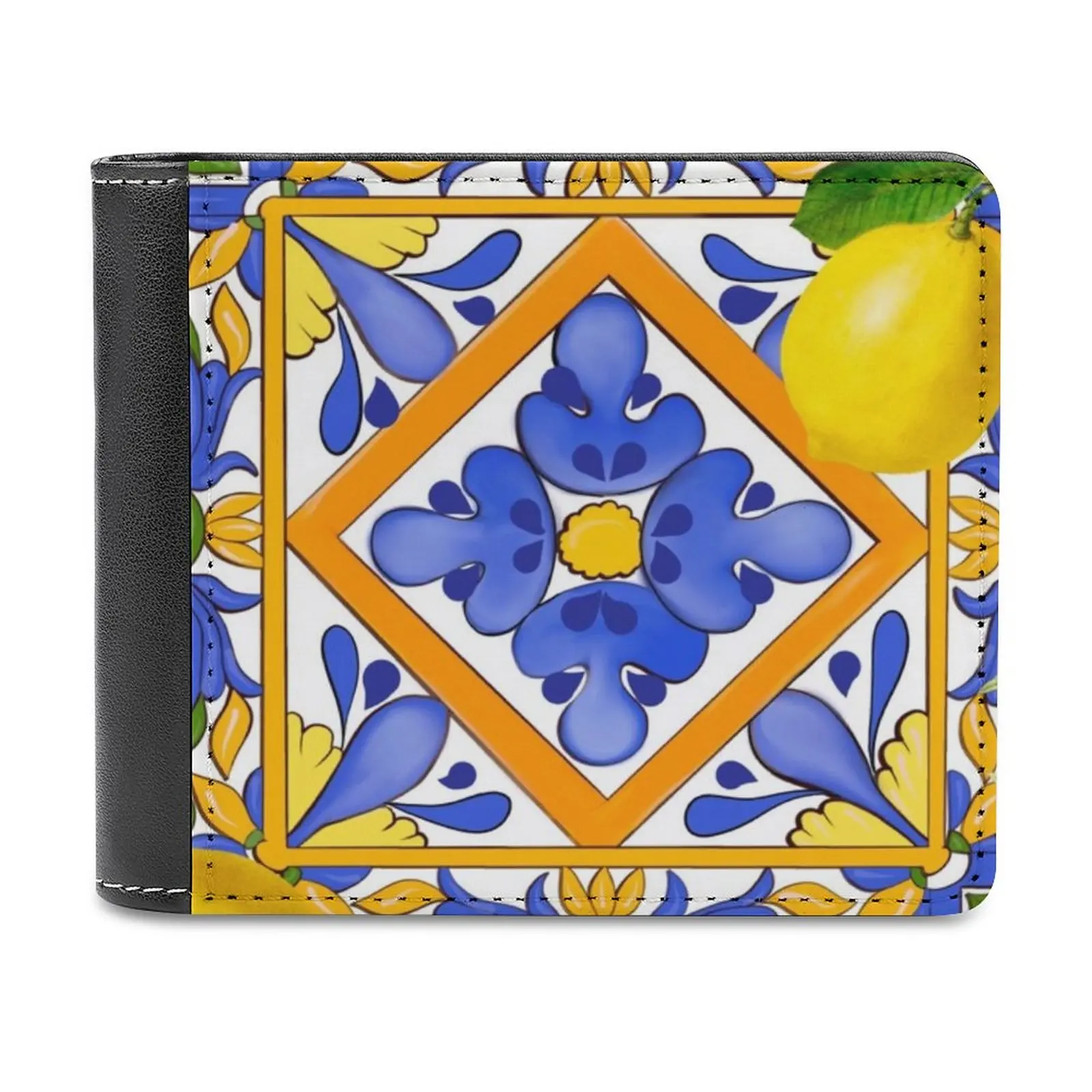 

Summer Sicilian Tiles Citrus Oranges Majolica Lemons Classic Style Wallet Pattern Wallets Men Fashion High Quality Purse Lemons