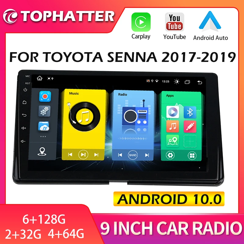 

Автомагнитола 2DIN на Android 10, мультимедийный видеоплеер с GPS-навигацией для Toyota Senna 2017-2019