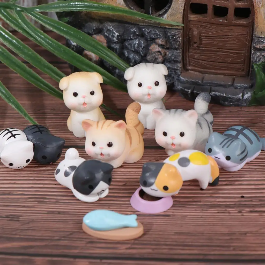 

Фигурки милых кошек, 6 шт., миниатюрные садовые Коты, ландшафтное украшение, настольные котята, мебельные украшения, поделки «сделай сам», до...