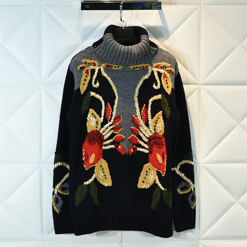 Роскошный дизайнерский женский шерстяной ретро свитер 2022 зимний теплый Ретро