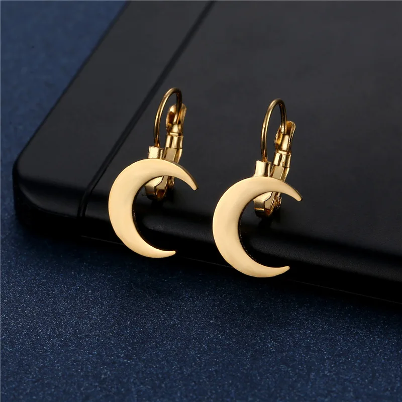 

Stainless Steel Gold Earring Fashion Classic Geometric Women Pendan Earrings Moon Female Korean Jewelry Gift