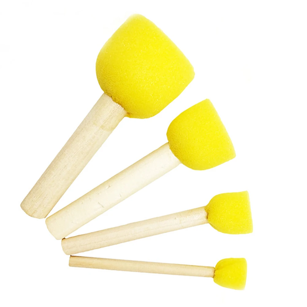 

4pcs Art Supplies Educational School Paint Brush Wood Handles Soft Bristle Kids Gift Toys Round Durable Children Graffiti