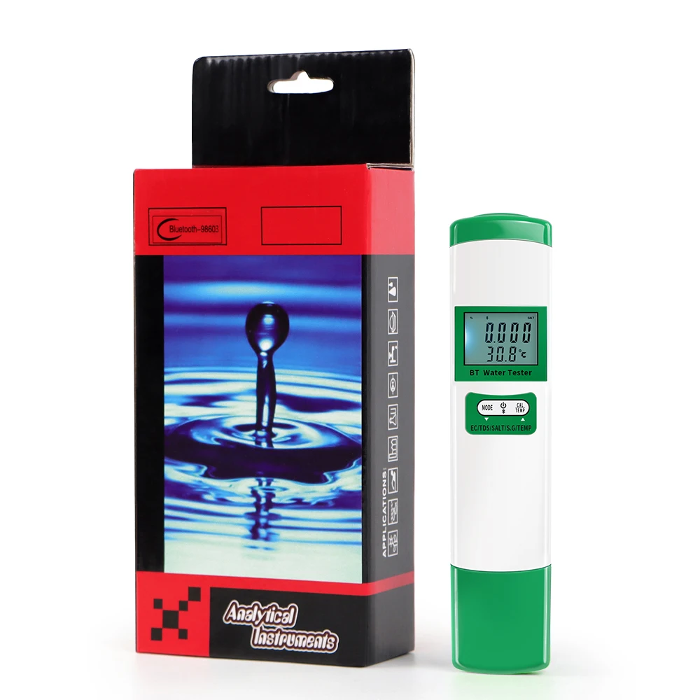 Bluetooth 5-в-1 Тестер Качества Воды Tds Ec S.g Измеритель Температуры Солености Ph Цифровой