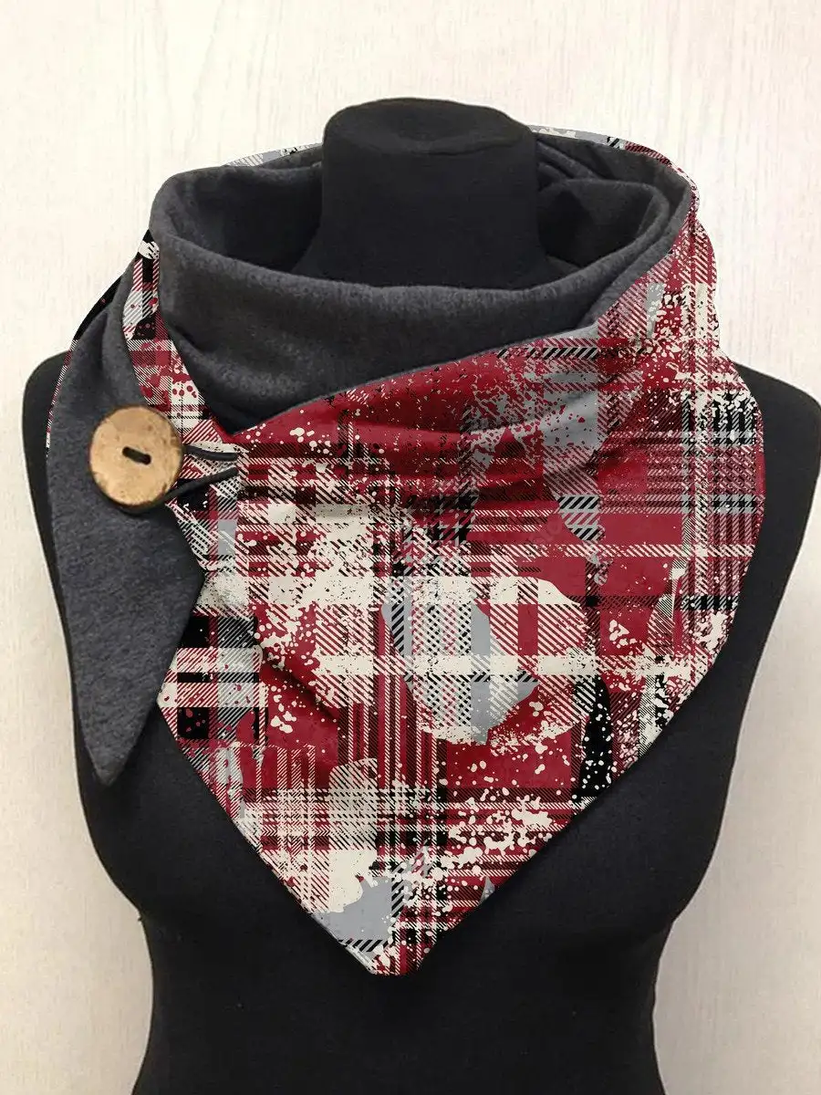 

Red Plaid Print Casual Scarf