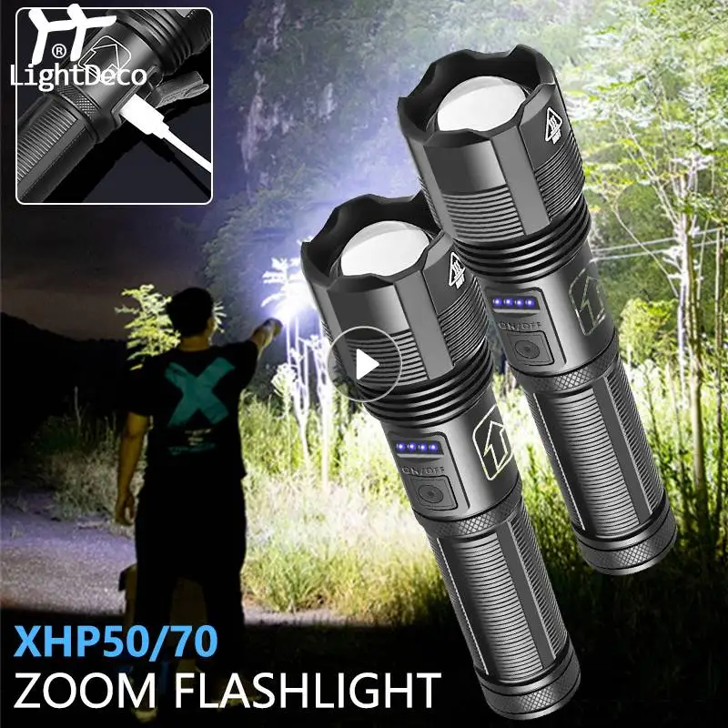 

XHP50/XHP70 Multi-function Glare Flashlight Telescopic Zoom Torch USB Charging Hand Lamp For Outdoor Camping Portable Lighting