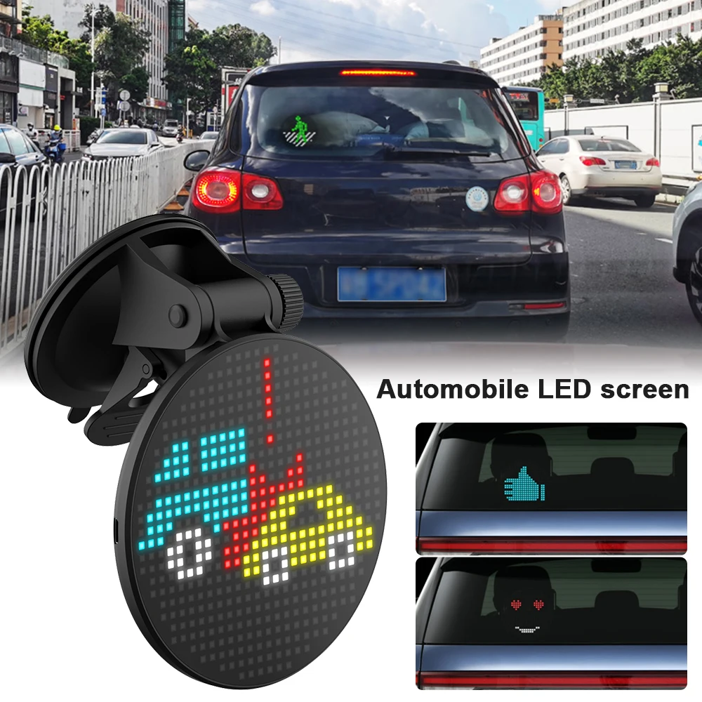 LED Display On Car Rear Window Car Rear Window LED Very Funny Show Expression Screen Panel Control Bluetooth 5.0 Sign
