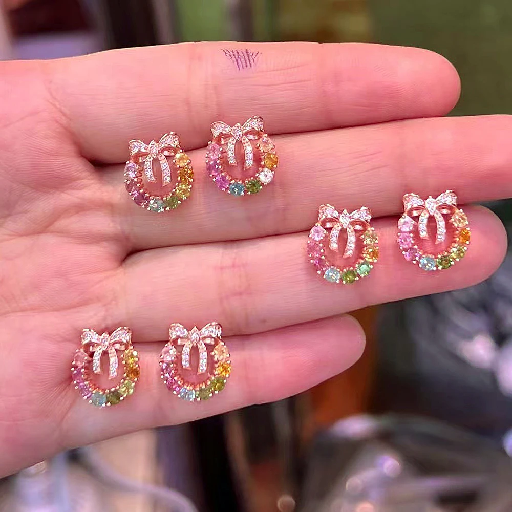 

Разноцветные серьги-гвоздики с натуральным турмалином, искусственное серебряное золото, покрытые драгоценными камнями для женщин