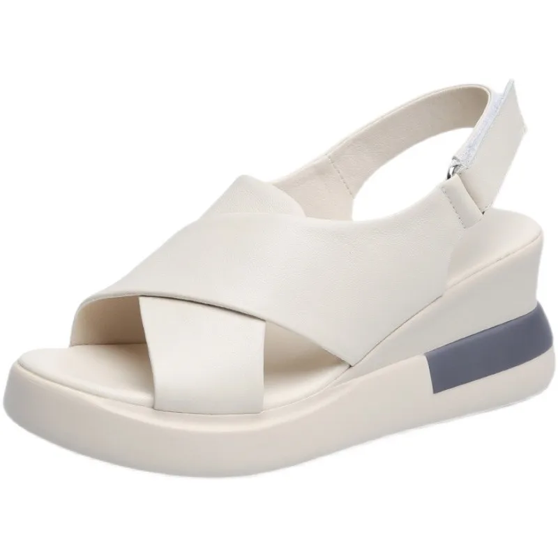 

White Black Wedges Sandals for Women High Heels Platform Sandals Summer Casual Shoes Sandaleas De Mujer