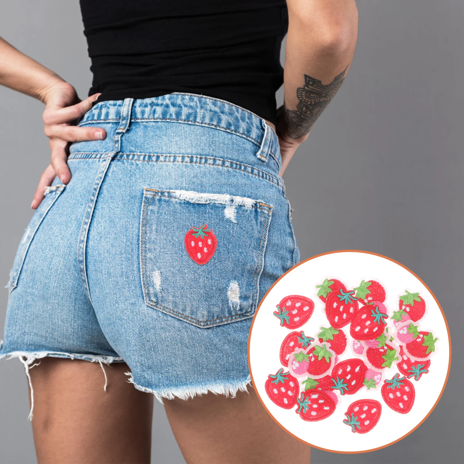 20 шт. нашивки с вышивкой клубники семена ромашки цветы железная одежда нетканая