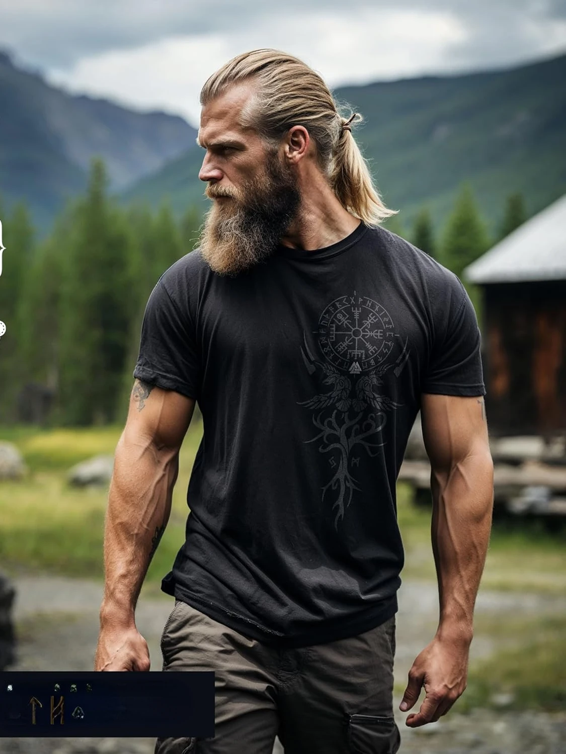 Футболка с рунами в скандинавском стиле Odin Ravens Valknut Symbol Compass Vegvisir, 100% хлопок, с круглым вырезом и коротким рукавом, летняя повседневная мужская футболка (art.: 3920c8ef741fa) - 3920c8ef741fa