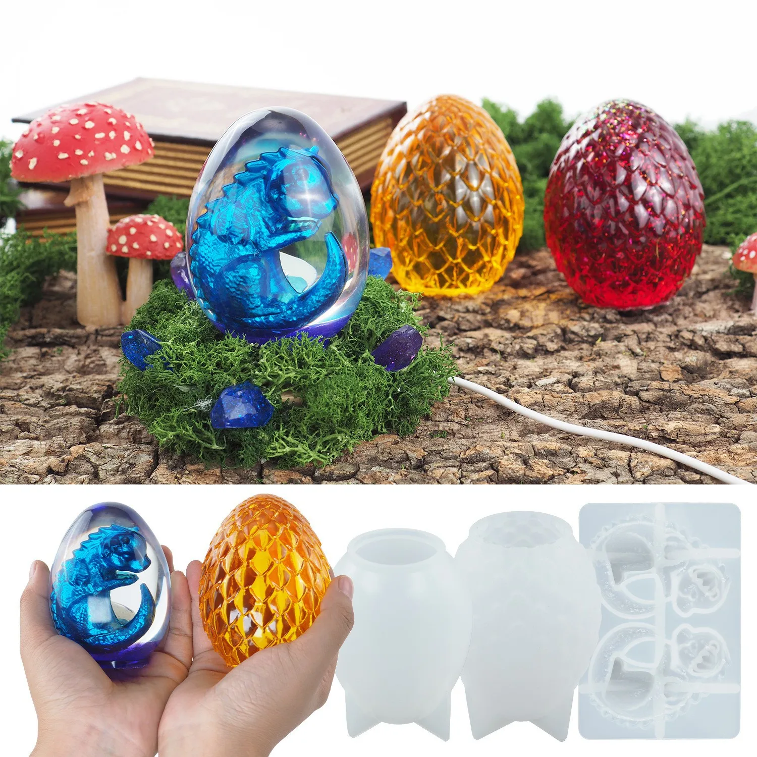 

DIY Dragon Egg Silicone Mold Resin Mold Night Light Epoxy Silicone Mould for Resin Dinosaur Egg Craft Home Decoration Kid Gift