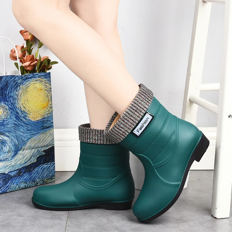 Rubber Boots for Women Rain Shoes Comfort Slip-on Waterproof Galoshes Woman Garden Water Shoes Rubber Rain Boots Botas De Lluvia