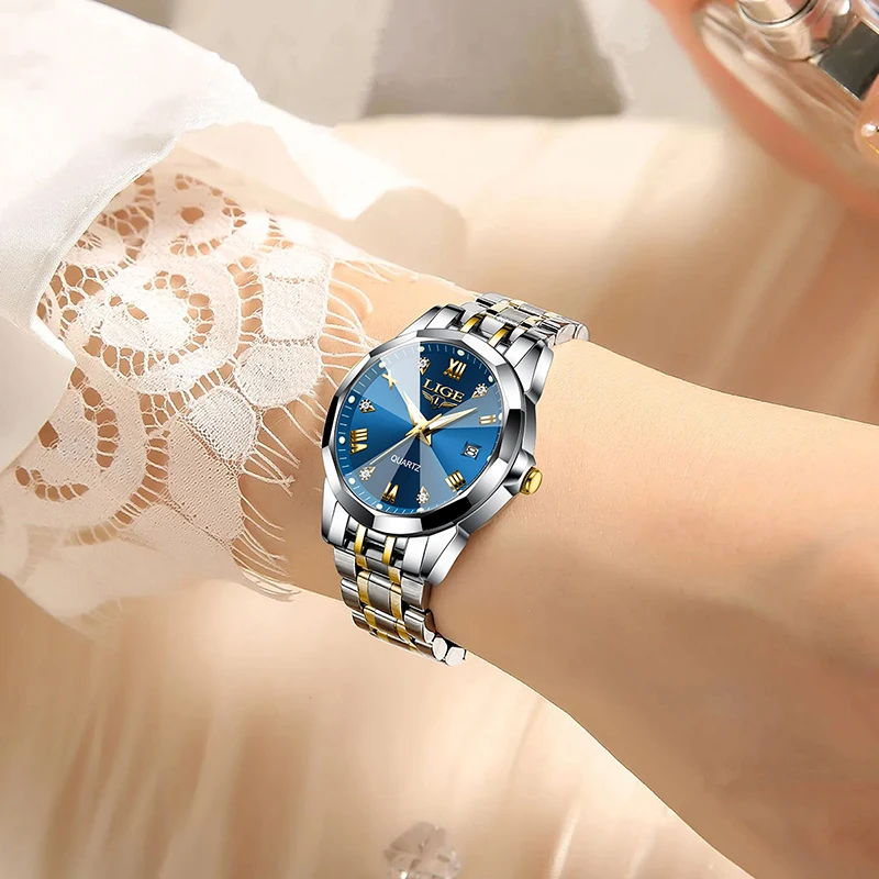 Лучший бренд 2024 новые женские часы LIGE роскошные водонепроницаемые модные из