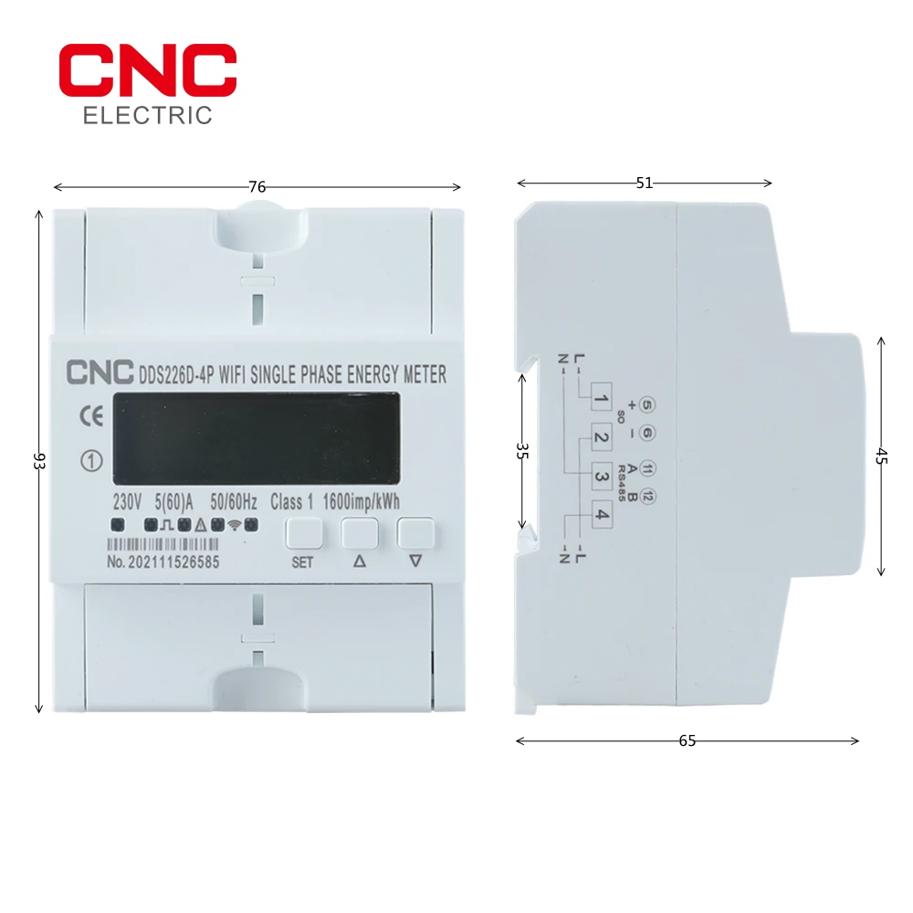CNC WIFI Smart DDS226D Series 50/60 Гц однофазный/трехфазный измеритель энергии таймер монитор