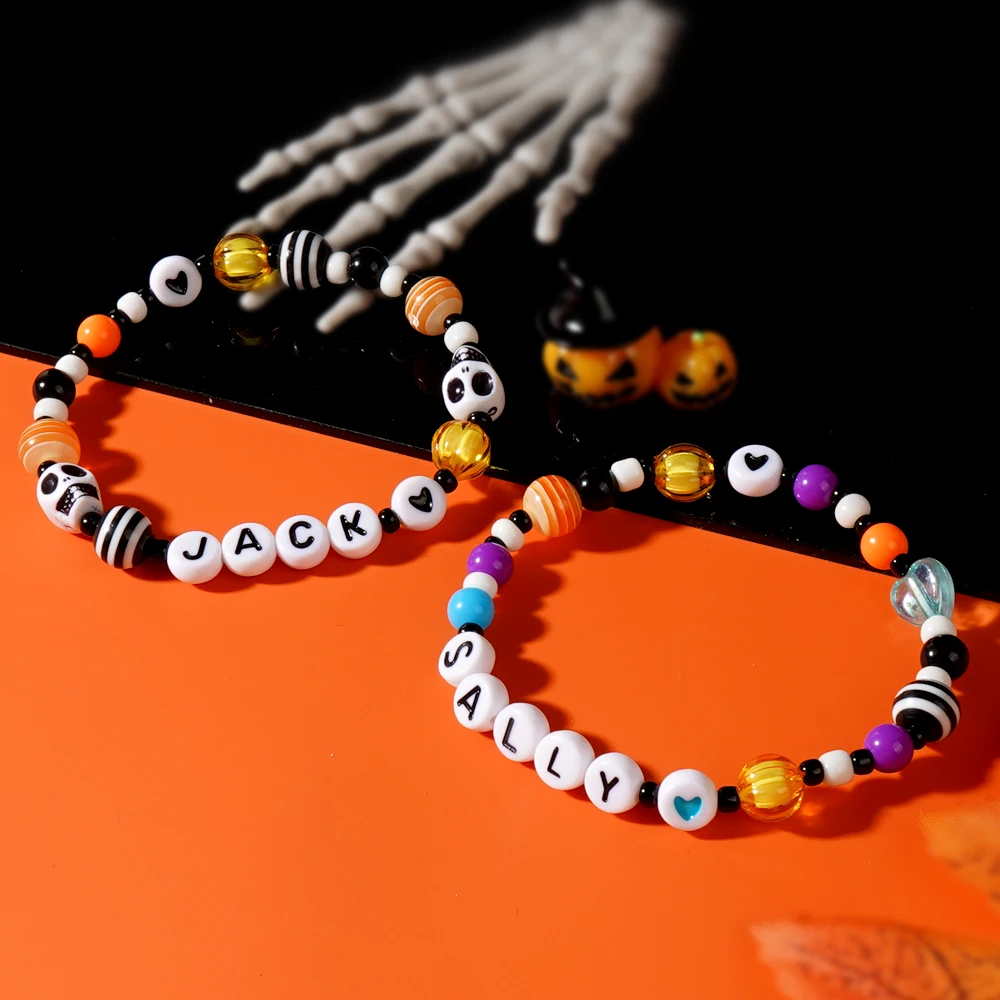 1 Шт. Браслет-подвеска В Богемном Стиле С Черепом И Полосатыми Бусинами Рисовые