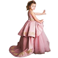 new hot girls first communion dresses long sleeves ball gown lace appliques tulle flower girl dresses for weddings with sash
