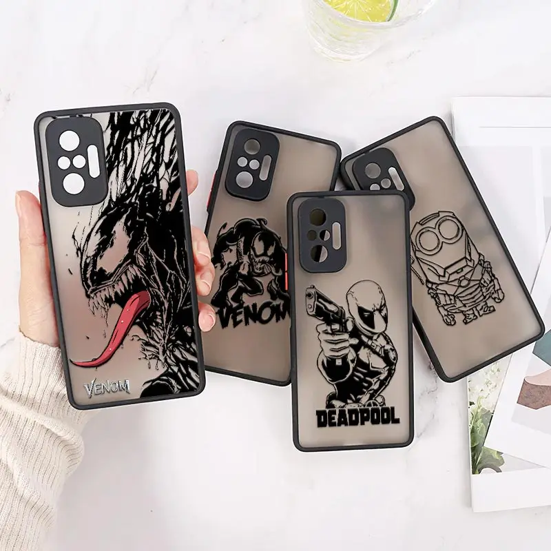 

Marvel Hero Deadpool Venom Phone Case For Xiaomi Redmi Note 11 Pro Plus 10 8 9 Pro 7 11T 9A 9C Soft Fundas Hard Matte Back Cover