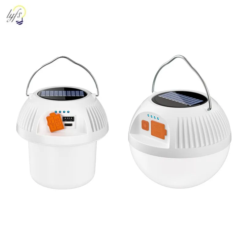 LED Solar Bulb Lamp Outdoor Waterproof Energy Saving Sunlight/USB Powered Bulb With Hook Room Garden Camping Tent Solar Light