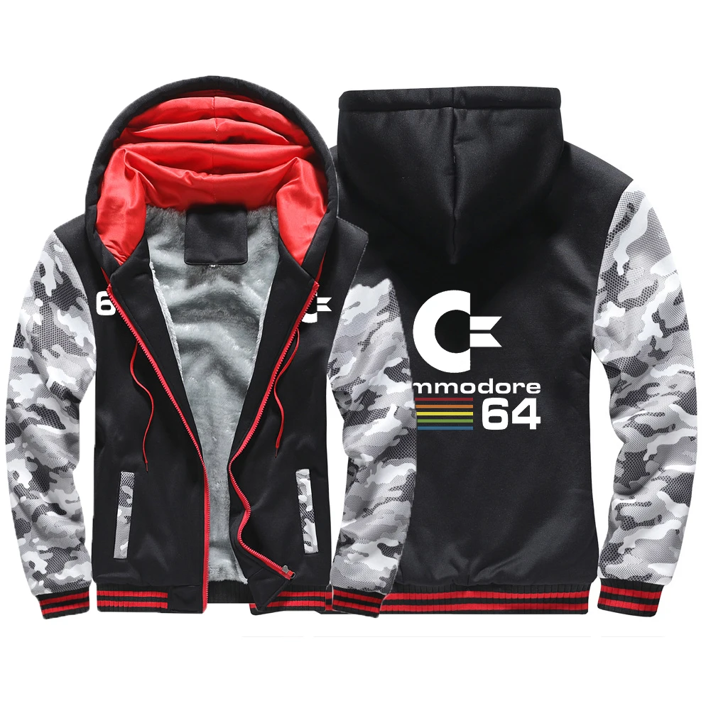 

2022 Commodore 64 Men's C64 SID Amiga Retro 8-bit Hoodies Winter Thick Warmer Fleece Zip Coat Sportwear Hoodies Sweatshirts