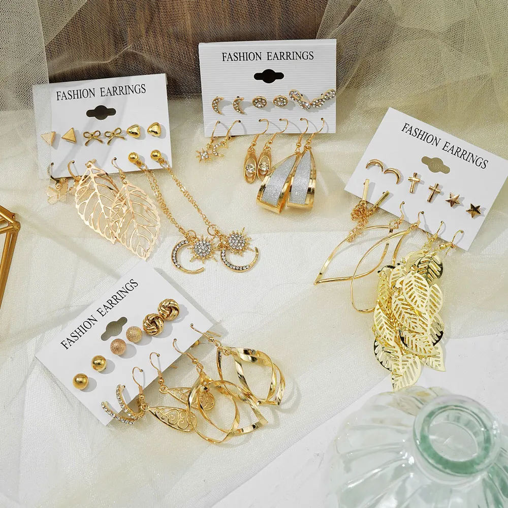

Trendy Exquisite Hollow Metal Earrings Set For Women Geometric Circle Dangle Drop Earrings Acrylic Set of Earrings Jewelry