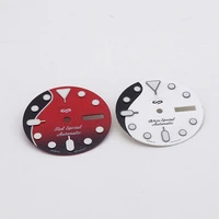 red white tai chi 28 5mm dial nh36 dial with green luminous for nh36 7s26 movement fit skx007 crown at 3 03 8 watch case