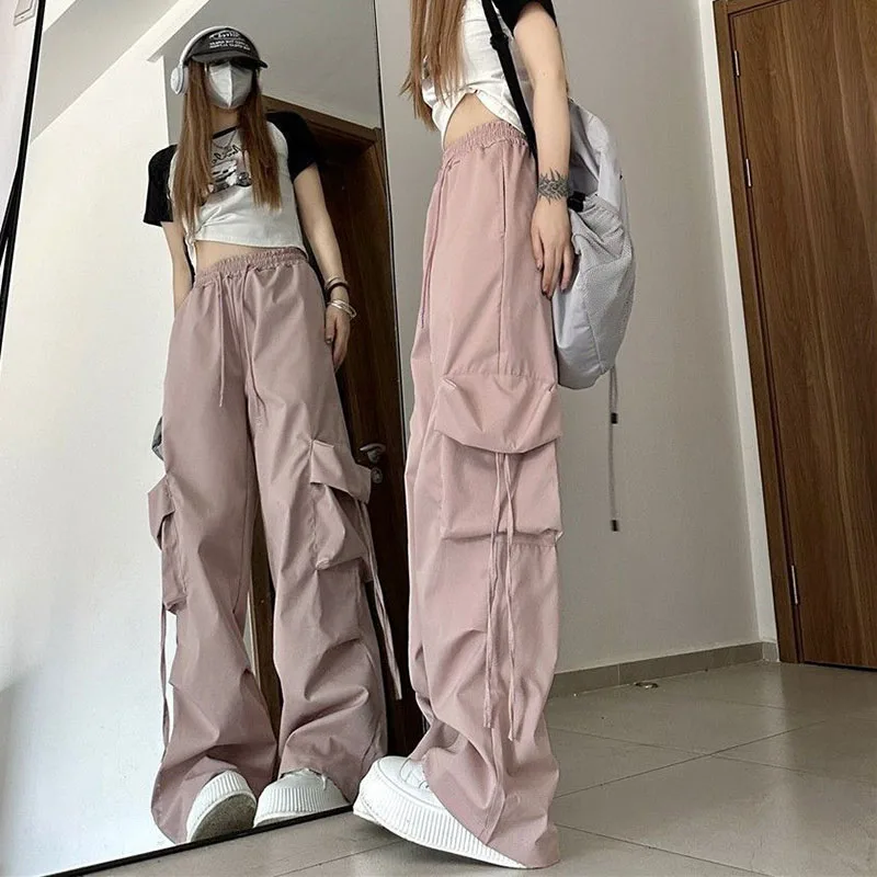 

Y2K Cargo Pants For Women Harajuku Streetwear Baggy Wide Leg Parachute Pants Woman Korean Edgy Style Jogging Sweatpants