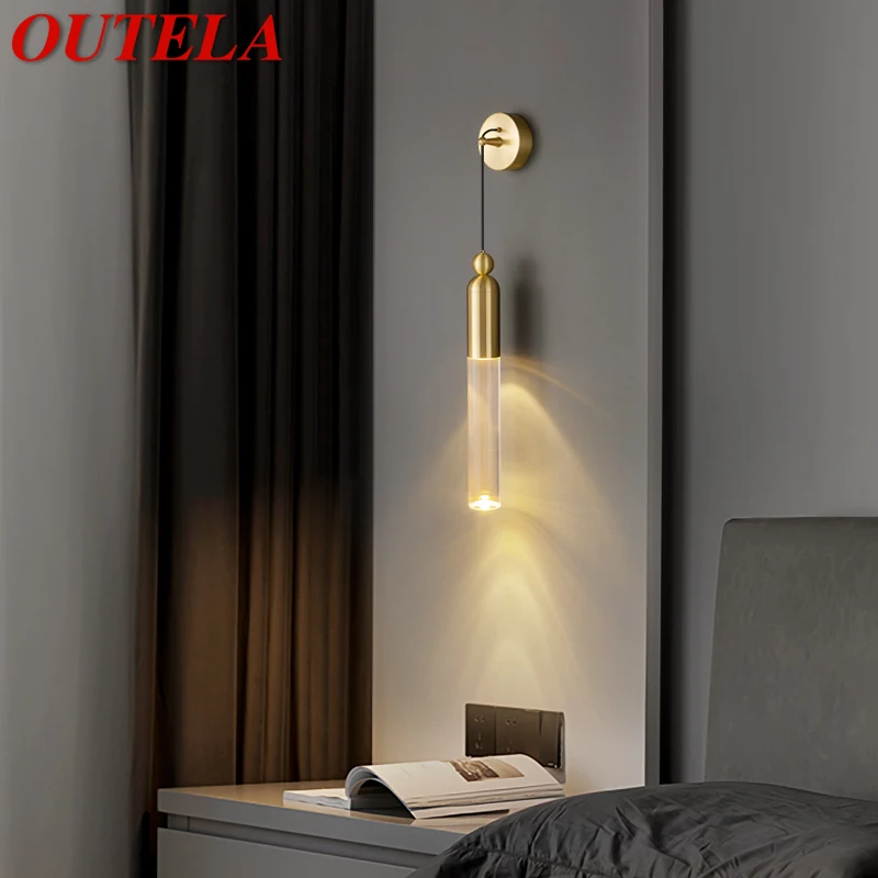 

OUTELA Modern Brass Wall Lighting LED Indoor Gold Sconce Lamp Classic Creative Decor for Home Bedside Hallway