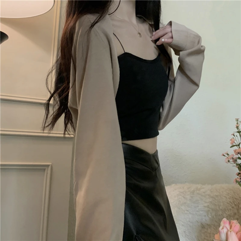 

Women's Open Front Classic Knit Sweater Cropped Cardigans Woman Long Sleeve Bolero Shrug Shawl Wedding Jacket Wrap Cover Ups