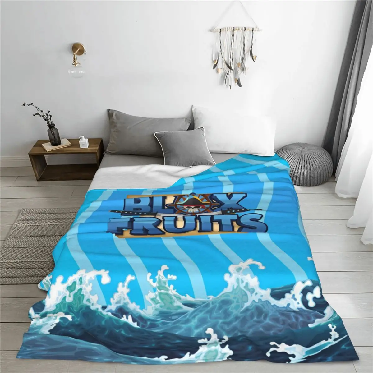 Одеяло с логотипом B-Blox Fruits фланелевое потрясающее дышащее одеяло для покрытия