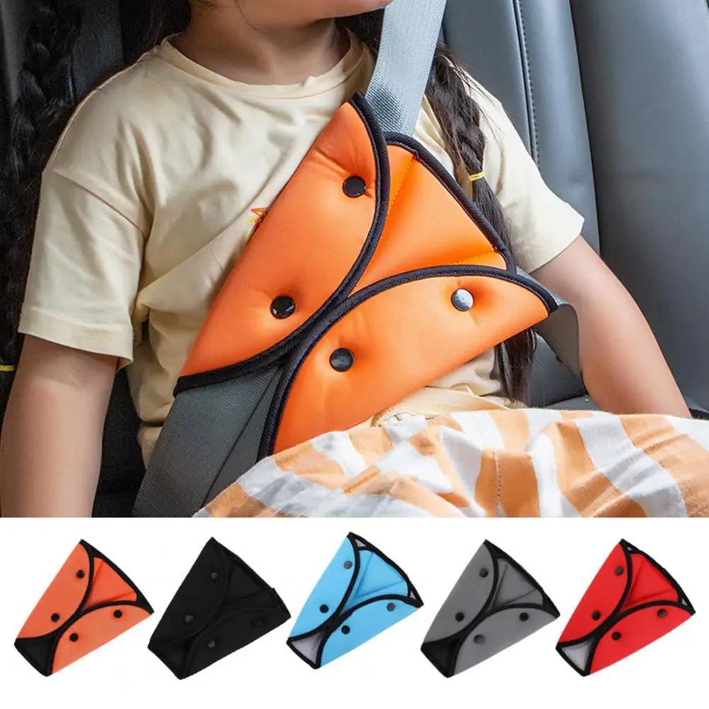 

Car Safe Seat Belt Cover Soft Adjustable Children Safety Belt Fixer Triangle Anti-ledge For Child Neck Protection Belts Foldable