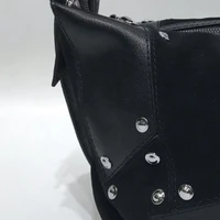 womens bags 2022 new british style black leather rivet wings logo fashion shoulder bag ladies handbag