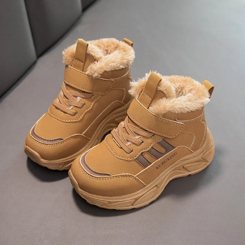 Детские зимние сапоги для мальчиков и девочек бархатные утолщенные высокие