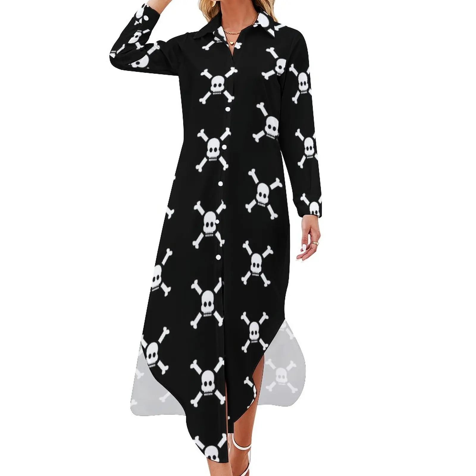 

Женское шифоновое платье с длинным рукавом и V-образным вырезом