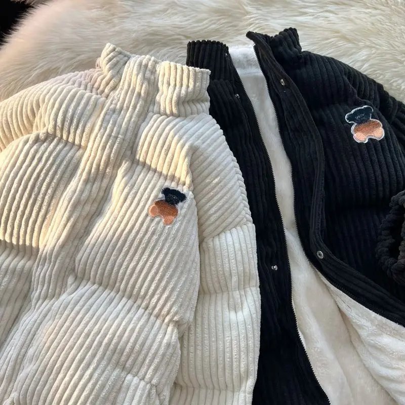 Winter CoatCorduroy Cotton Jacket Men and Women Embroidery Outerwear Oversize Padded and Thickened Tops New Loose Warm