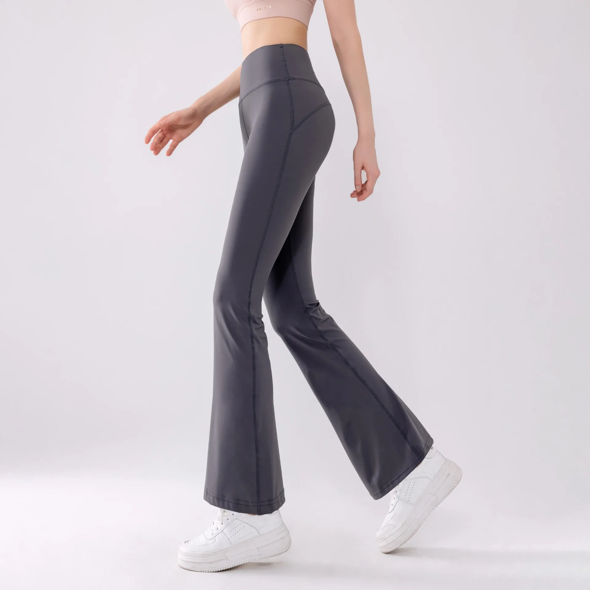 Yoga Pants Women Slim Fit Slimming Nude Feel High Waist Tights All-Match Sports Fashion Wide-Leg Bell-Bottom Seamless Leggings