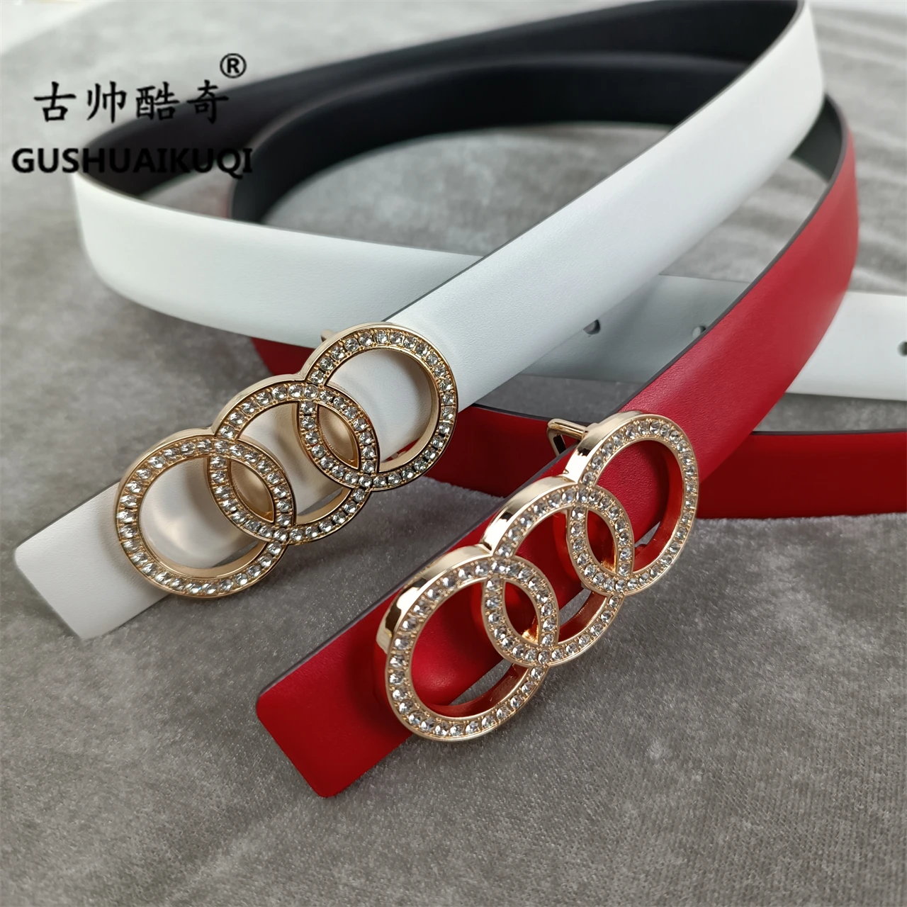 2023 men's and women's general width 2.5cm, Gu Shuai's new design men's and women's belt, high-quality cowhide leather, double-s