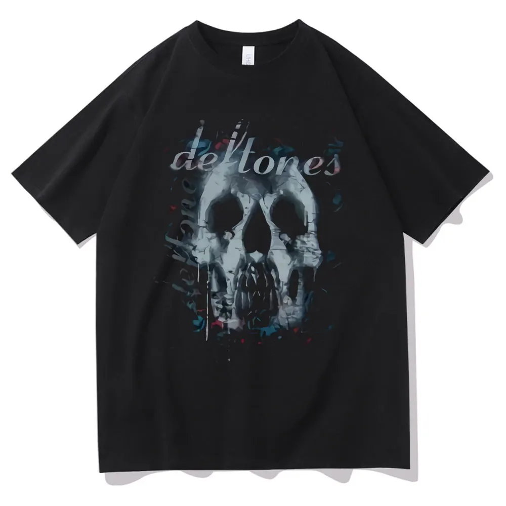 

Deftones Skull Black Graphic Print T Shirt Short Sleeve Men Women Alternative Rap Metal Band Brand Tshirt Man 100% Cotton Tees