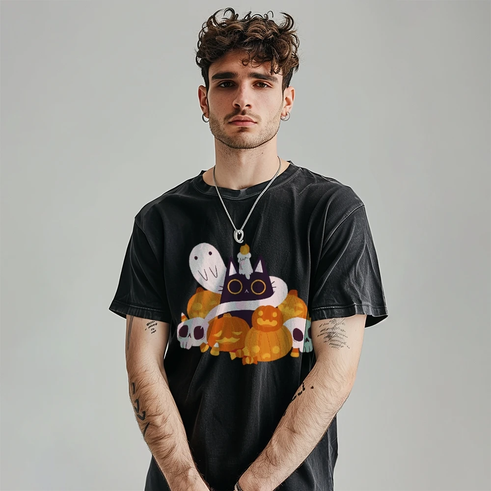 Винтажная стираемая футболка с коротким рукавом и круглым вырезом