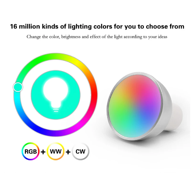 

Умная лампа GU10, лампочка для прожектора, RGB + CW, умная лампочка для прожектора, лампочка с 28 светодиодами, лампочка для прожектора, Регулируемый цвет, 5 Вт