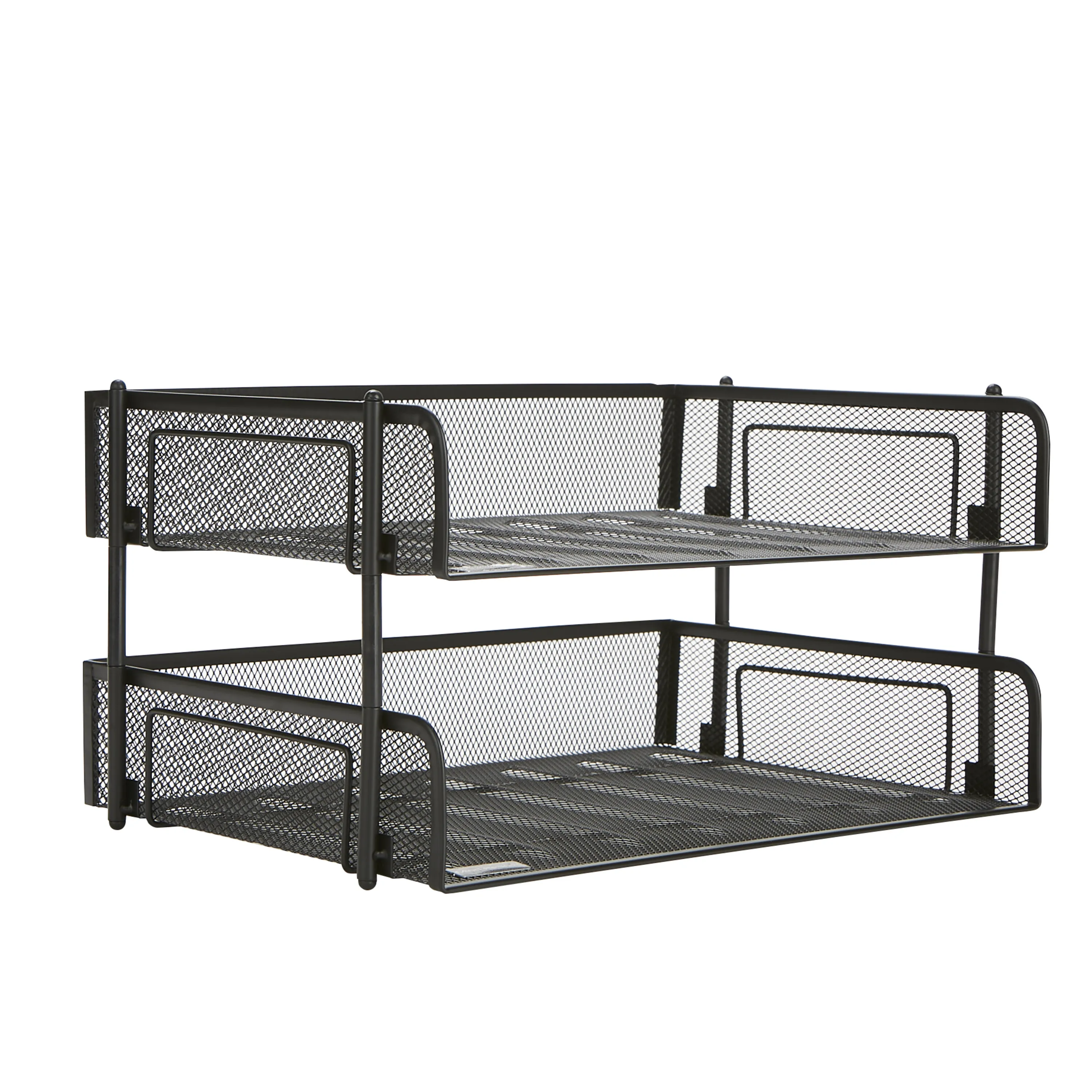 

Stackable Metal Mesh, Desktop File Organizer, Black, 2 Pack