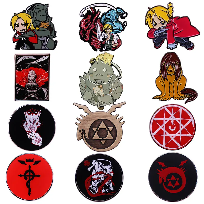 Японские комиксные эмалированные булавки в стиле аниме цельнометаллические